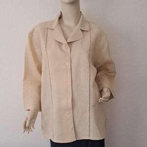 Elegant Beige Women's Blouse Linen